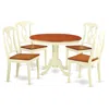 East West Furniture 5 Pc Set With A Round Small Table And 4 Wood Dinette Chairs In Buttermilk And Cherry . In Brown