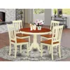East West Furniture 5 Pc Set With A Round Small Table And 4 Wood Dinette Chairs In Buttermilk And Cherry .