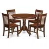 East West Furniture 5 Pc Set With A Round Small Table And 4 Wood Dinette Chairs In Mahogany
