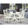 East West Furniture 5 Pc Set With A Round Small Table And 4 Wood Dinette Chairss.