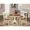 East West Furniture 5 Pc Set With A Round Table And 4 Leather Kitchen Chairs In Buttermilk And Cherry .