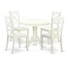 East West Furniture 5 Pc Set With A Table And 4 Wood Dinette Chairs Having Linen White .