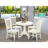 East West Furniture 5 Pc Set With A Table And 4 Wood Dinette Chairs In Linen White.