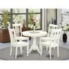 East West Furniture 5 Pc Set With A Table And 4 Wood Kitchen Chairs With Linen White.