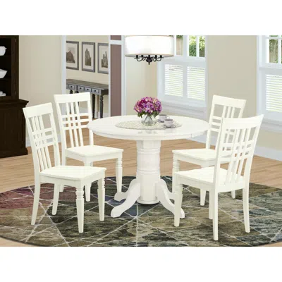 East West Furniture 5 Pc Small Dinette Set With A Dining Table And 4 Dining Chairs In Linen White