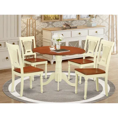 East West Furniture 5 Pc Small Dining Set-dining Table And 4 Dining Chairs In Brown