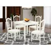 East West Furniture 5 Pc Small Kitchen Table And 4 Hard Wood Dining Chairs In Linen White