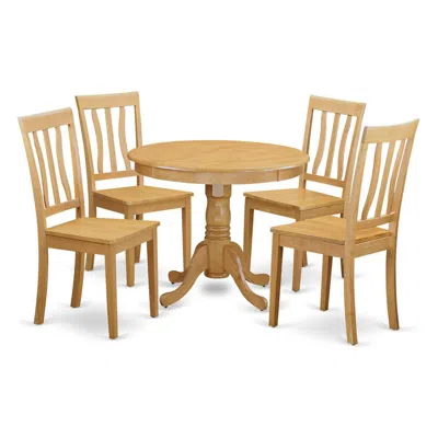 East West Furniture 5 Pc Small Kitchen Table And Chairs Set-breakfast Nook And 4 Kitchen Chairs In Brown