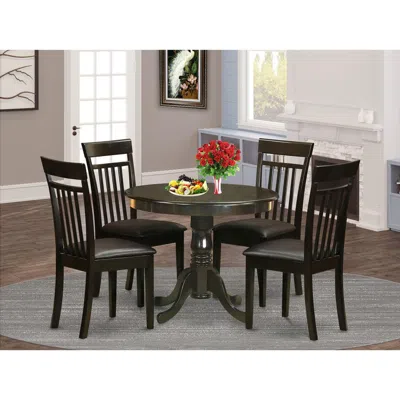 East West Furniture 5 Pc Small Kitchen Table And Chairs Set-round Table And 4 Chairs For Dining Room