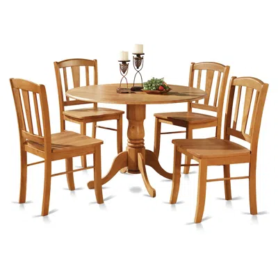 East West Furniture 5 Pc Small Kitchen Table And Chairs Set-round Table And 4 Dinette Chairs Chairs