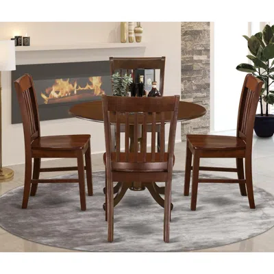 East West Furniture 5 Pc Small Kitchen Table And Chairs Set-small Kitchen Table Plus 4 Kitchen Chairs In Brown