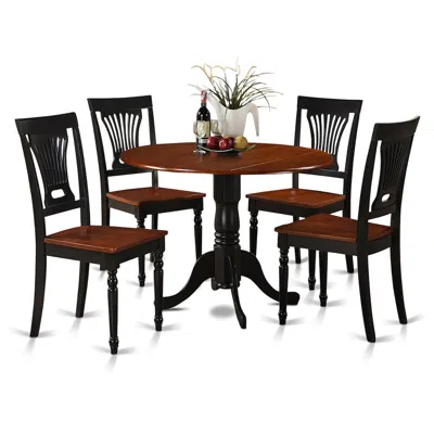 East West Furniture 5 Pc Small Kitchen Table And Chairs Set-table And 4 Dinette Chairs In Black