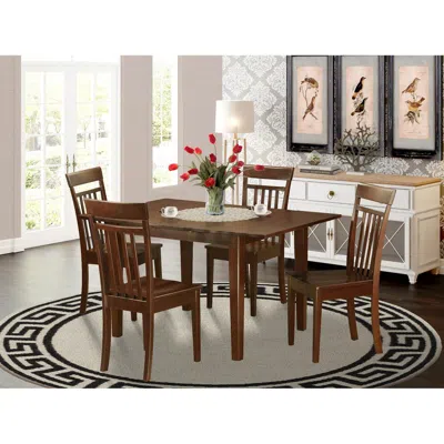 East West Furniture 5 Pc Small Kitchen Table Set - Dinette Table With 4 Dining Chairs In Brown