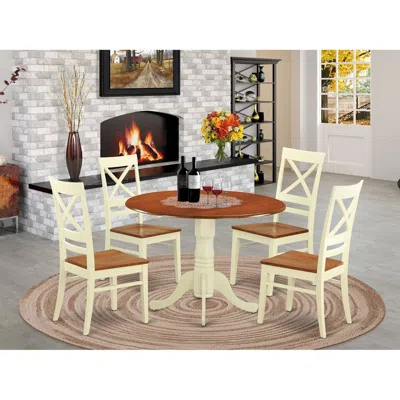 East West Furniture 5 Pc Small Kitchen Table Set - Kitchen Table And 4 Dinette Chairs In Blue