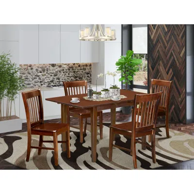 East West Furniture 5 Pc Small Kitchen Table Set- Table With A 12in Leaf And 4 Dining Chairs In Black
