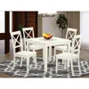 East West Furniture 5 Pc Small Kitchen Table Set And 4 Hard Wood Dining Chairs. In Linen White