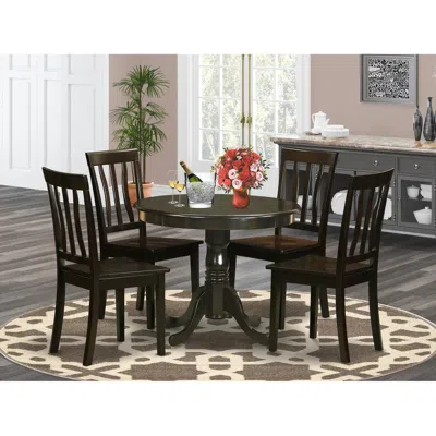 East West Furniture 5 Pc Small Kitchen Table Set-breakfast Nook Plus 4 Dining Chairs In Burgundy