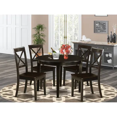East West Furniture 5 Pc Small Kitchen Table Set-round Table And 4 Kitchen Chairs In Gold