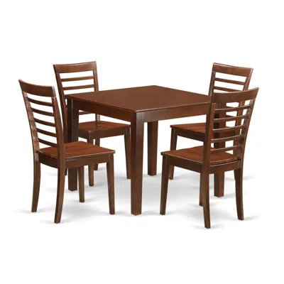 East West Furniture 5 Pc Small Kitchen Table Set With A Dining Table And 4 Kitchen Chairs In Mahogany In Brown