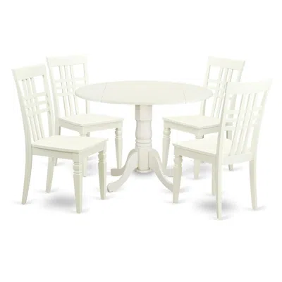 East West Furniture 5 Pc Small Kitchen Table Set With A Table And 4 Dining Chairs In Linen White