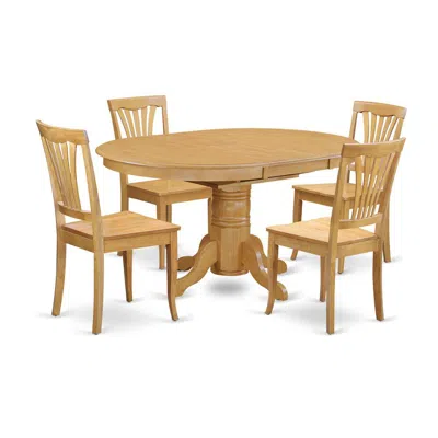 East West Furniture 5 Pc Table And Chair Set - Dining Table And 4 Dining Chairs In Brown