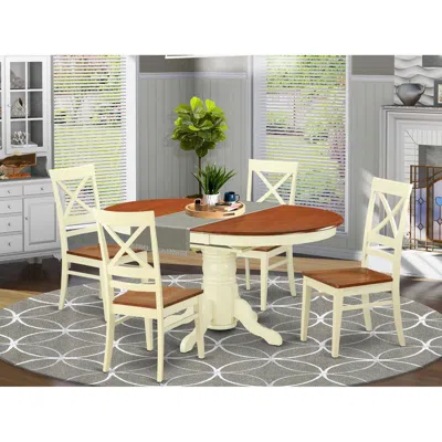 East West Furniture 5 Pc Table And Chair Set - Dining Table And 4 Kitchen Dining Chairs