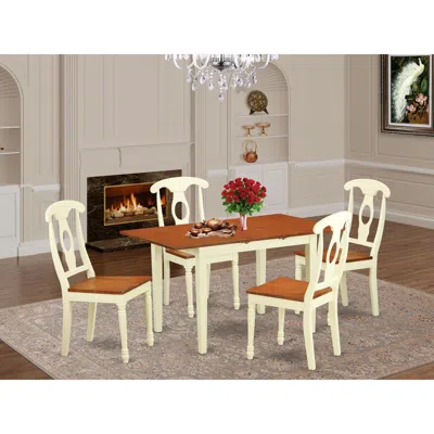 East West Furniture 5 Pc Table And Chair Set For 4-table And 4 Dining Chairs In Blue
