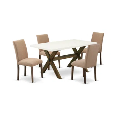 East West Furniture 5-pc Table And Chairs Dining Set In Brown