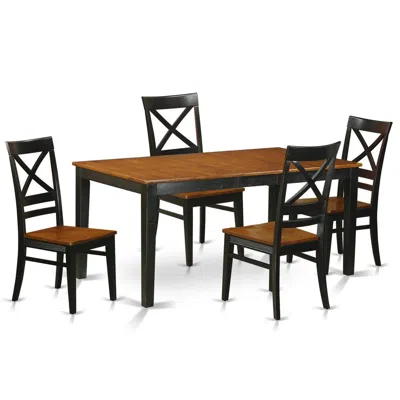 East West Furniture 5 Pc Table Set-dining Table And 4 Wood Dining Chairs
