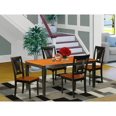 East West Furniture 5 Pc Table Set-dining Table And 4 Wooden Dining Chairs