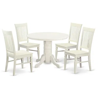 East West Furniture 5 Pc Table Set For 4-dinette Table And 4 Dining Chairs In White
