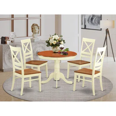 East West Furniture 5 Pc Table Set For 4-kitchen Dinette Table And 4 Kitchen Chairs In Brown