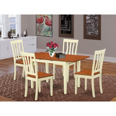 East West Furniture 5 Pckitchen Dinette Set - Dinette Table And 4 Dining Chairs In Brown