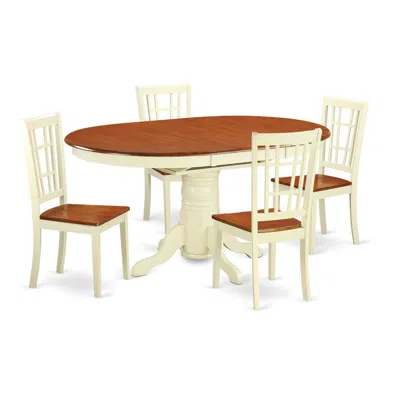 East West Furniture 5 Pckitchen Table Set For 4-dining Table And 4 Kitchen Dining Chairs In White