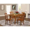 East West Furniture 5 Pcmilan With Leaf And 4 Wood Seat Chairs In Saddle Brown .