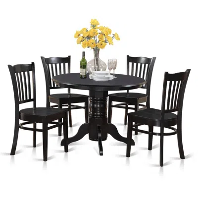 East West Furniture 5 Pcs Small Kitchen Table Set-round Table And 4 Dining Chairs