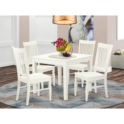 East West Furniture 5 Pcsquare Kitchen Table And 4 Wood Kitchen Chairs In Linen White