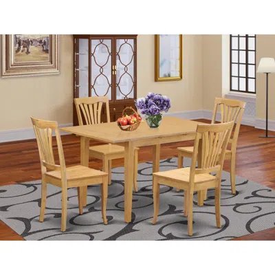 East West Furniture 5 Pctable And Chair Set - Dining Table For Small Spaces And 4 Dining Chairs In Brown