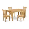 East West Furniture 5 Pctable And Chair Set - Kitchen Dinette Table And 4 Dining Chairs In Brown