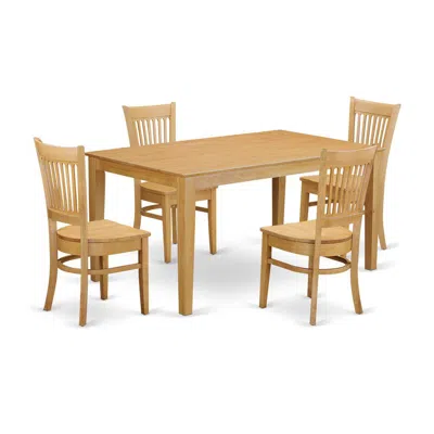 East West Furniture 5 Pctable And Chair Set - Kitchen Dinette Table And 4 Dining Chairs In Brown