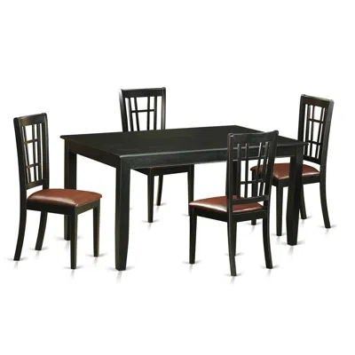 East West Furniture 5 Pctable And Chair Set For 4-table And 4 Chairs In Black