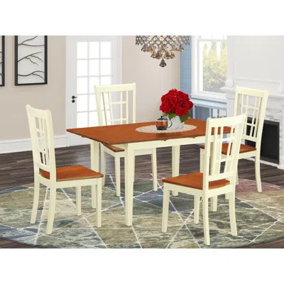 East West Furniture 5 Pctable And Chairs Set For 4-dinette Table And 4 Kitchen Dining Chairs In Blue