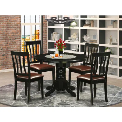 East West Furniture 5 Pctable And Chairs Set For 4-table And 4 Dining Chairs In Black