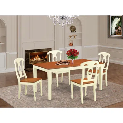 East West Furniture 5 Pctable And Chairs Set For 4-table And 4 Dining Chairs In White