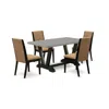 East West Furniture 5-piece Awesome Dining Room Table Set A Good Cement Color Wood Dining Table Top And 4 Awesome Linen  In Multi