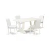 East West Furniture 5-piece Awesome Dining Set A Superb Linen White Dining Table Top And 4 - Pu Leather Stunning Dining  In White