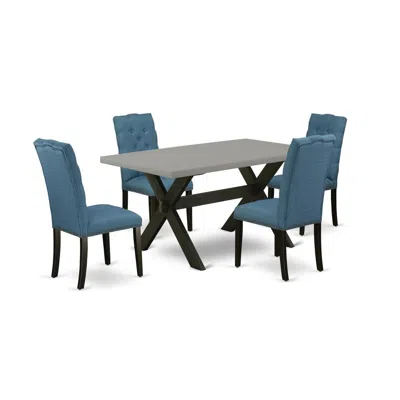 East West Furniture 5-piece Beautiful Dining Room Table Set In Multi