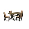 East West Furniture 5-piece Beautiful Kitchen Table Set A Great Distressed Jacobean Kitchen Rectangular Table Top And 4  In Multi