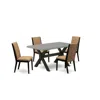 East West Furniture 5-piece Beautiful Kitchen Table Set A Superb Cement Color Kitchen Table Top And 4 Gorgeous Linen Fab In Brown