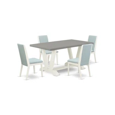 East West Furniture 5-piece Beautiful Rectangular Dining Room Table Set A Superb Cement Color Kitchen Rectangular Table  In Multi